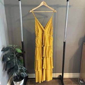 NWT Sao by Dee Yellow/White Tiered Polkadot Midi Dress AU14 US10